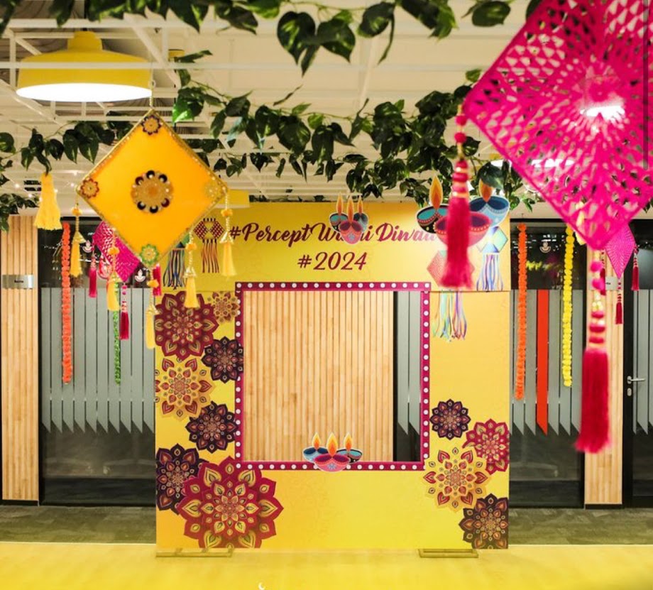Branded Diwali selfie point for an office celebration