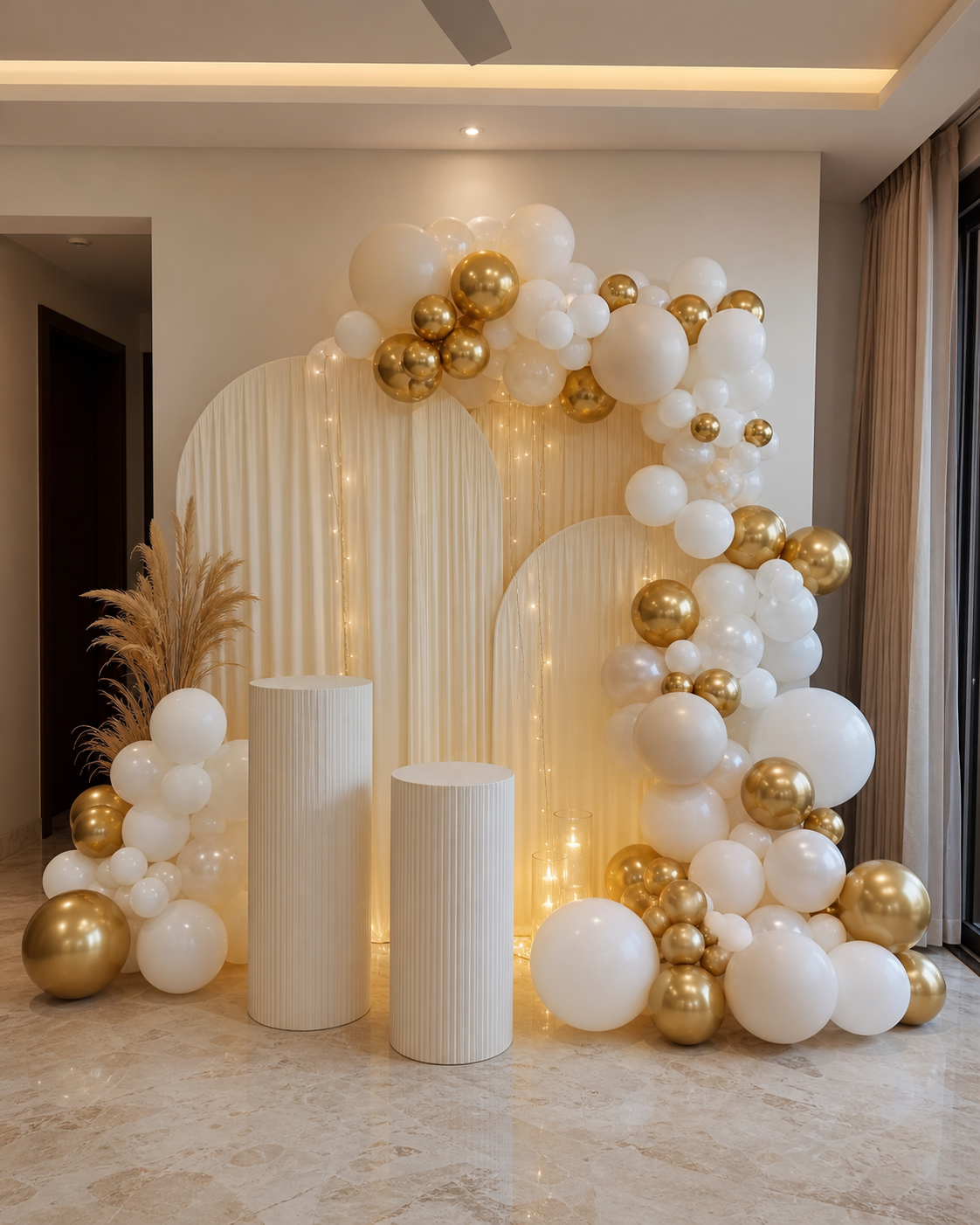 Elegant white and gold celebration decoration