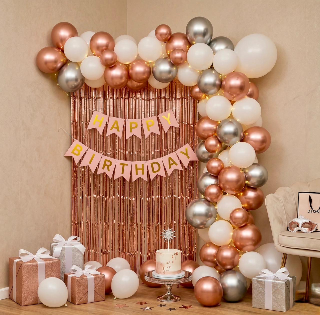 Rose Gold Elegant Birthday Setup