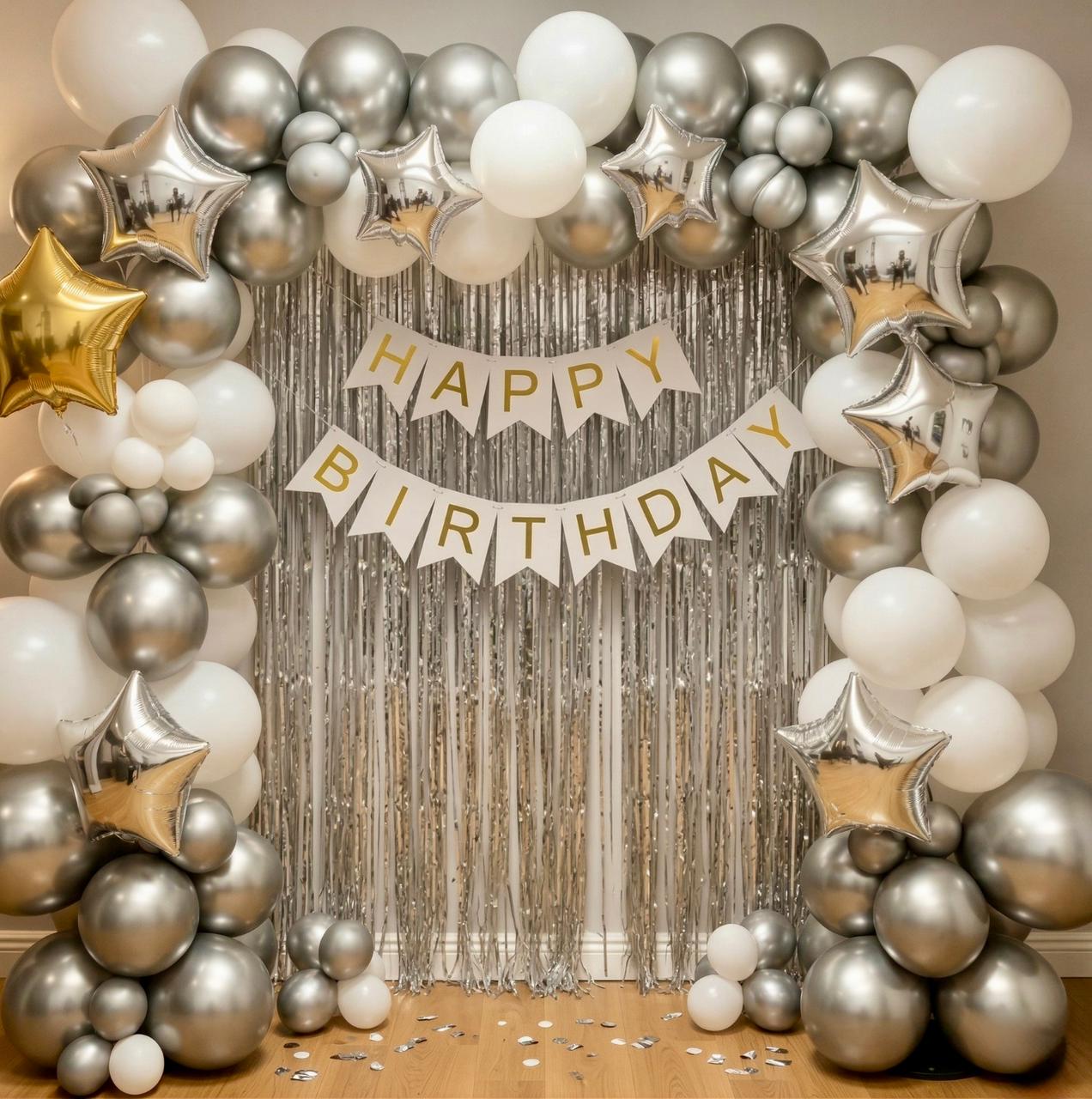 Silver Luxe Birthday Backdrop