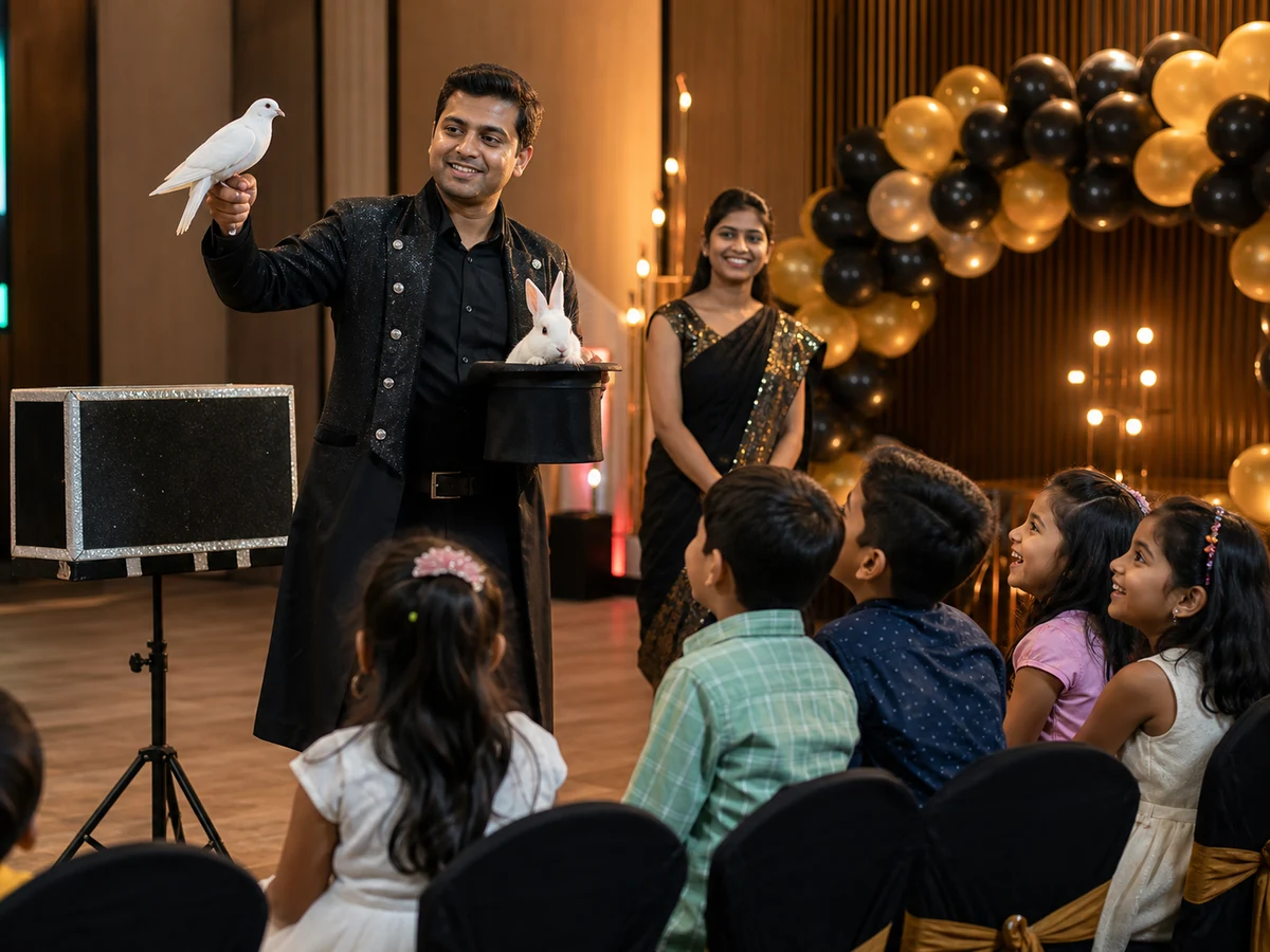 Animal Magic Show with Fire Illusion managed party activity in Delhi NCR