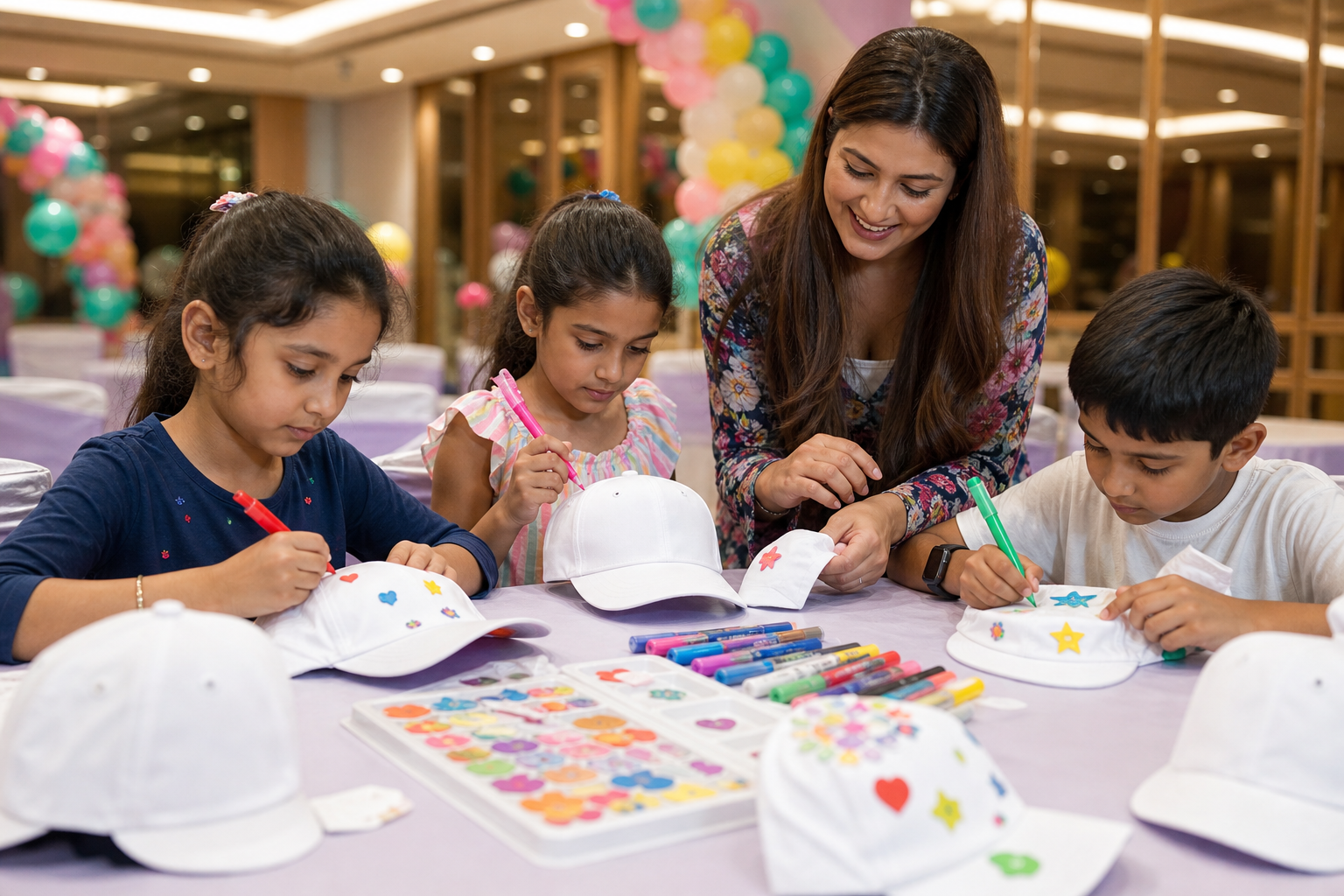 DIY Cap Decorating Workshop managed party activity in Delhi NCR