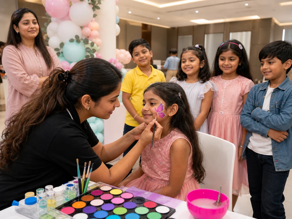 Face Colour Painting Station managed party activity in Delhi NCR