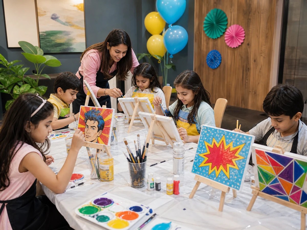 Kids Pop Art Workshop managed party activity in Delhi NCR