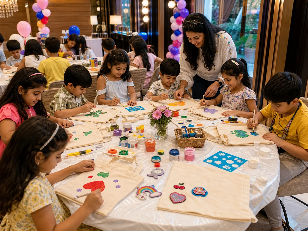 Tote Bag Decorating Workshop managed party activity in Delhi NCR
