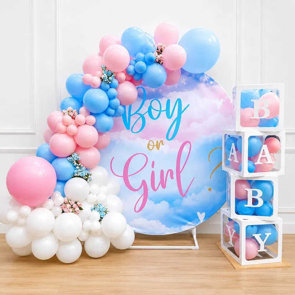 Baby on Girl Cloud Backdrop