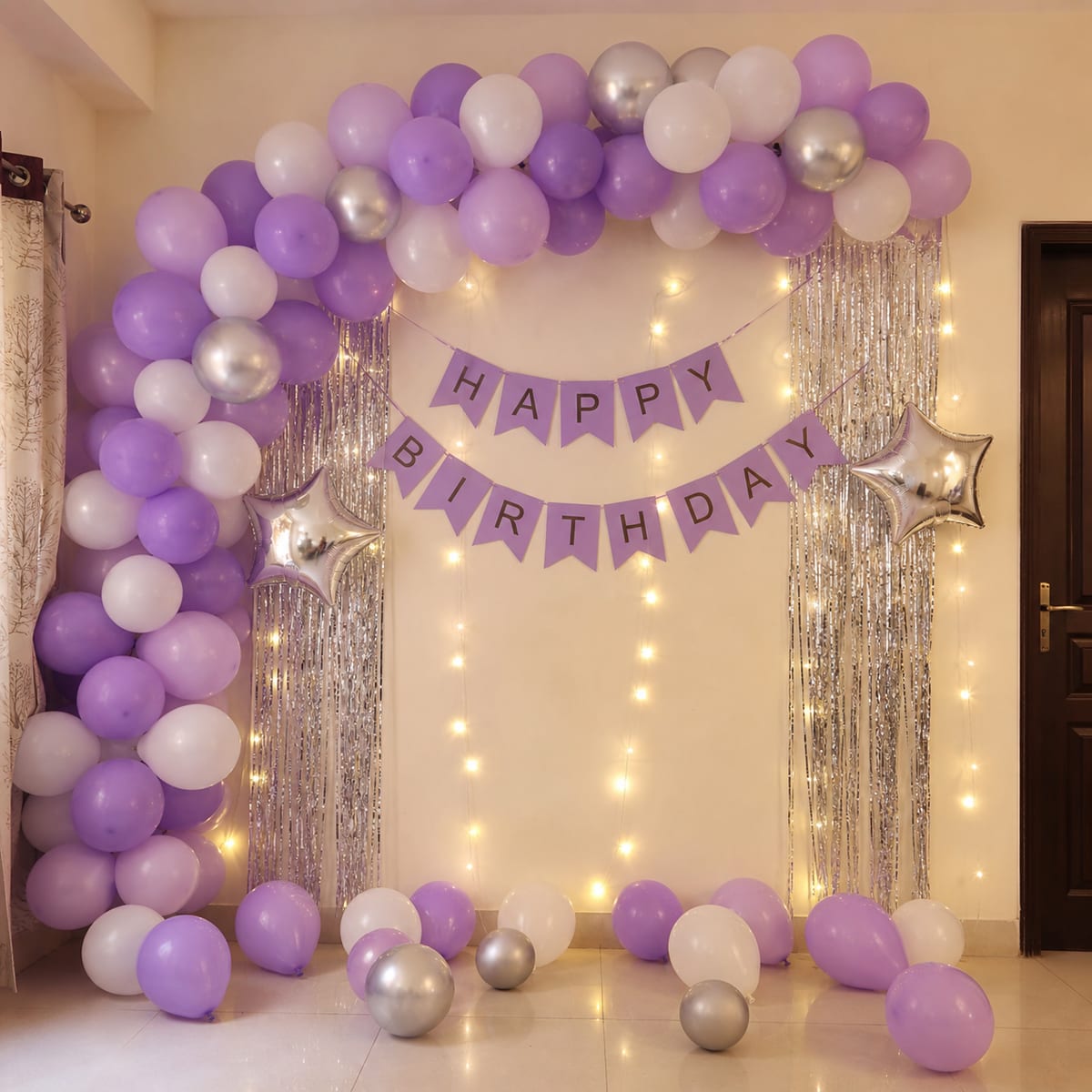 Lavender & Silver Birthday Wall