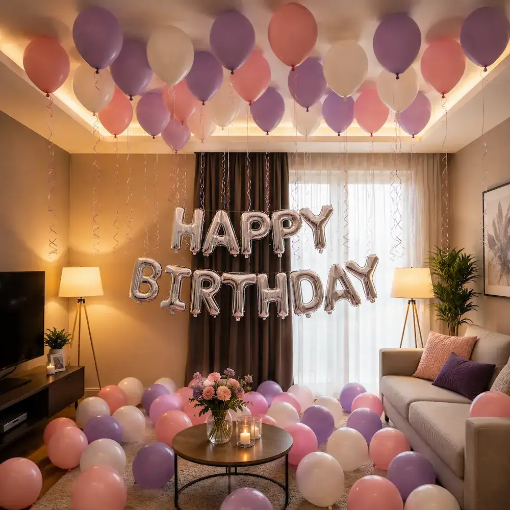 Lilac Blush Ceiling Birthday Surprise