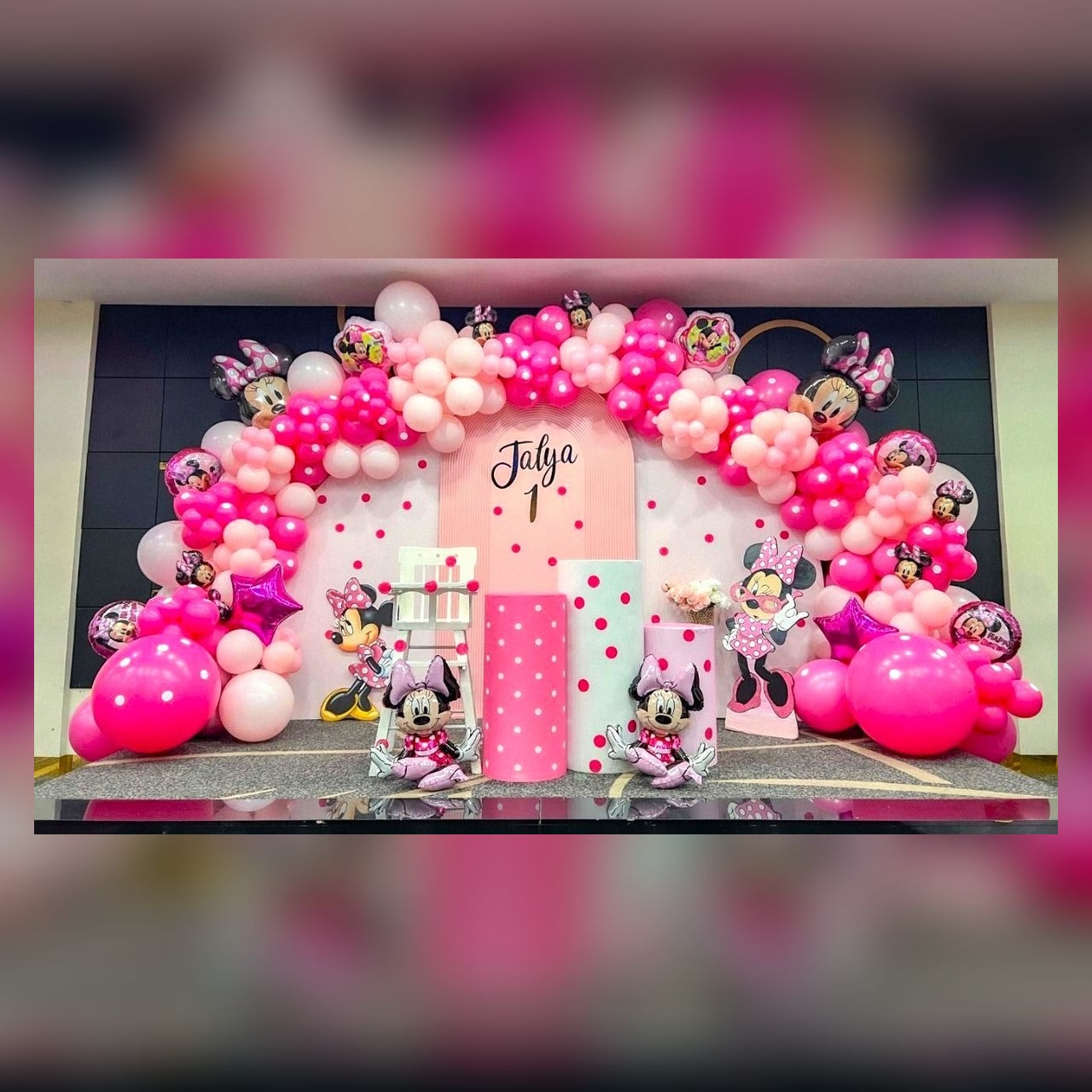 Pink Mouse Bow Birthday Backdrop