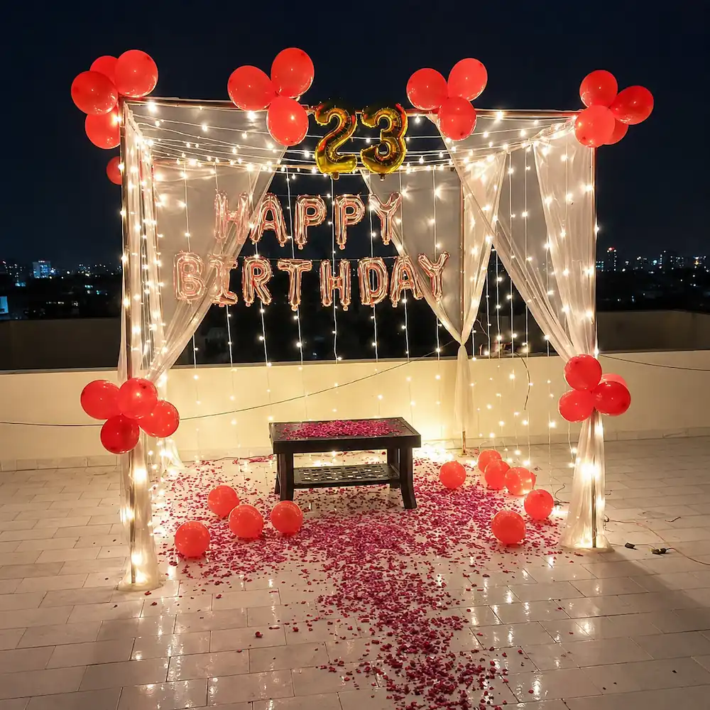 Rooftop Fairy Light Birthday Cabana