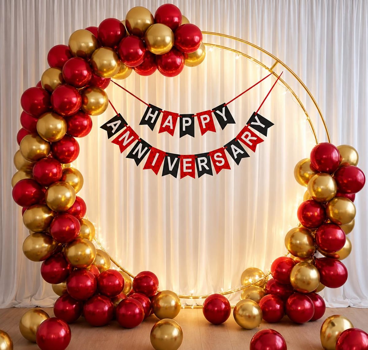 Royal Red Anniversary Ring Setup balloon decoration setup in Delhi NCR