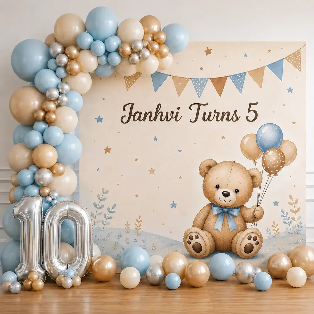 Teddy Milestone Birthday Backdrop